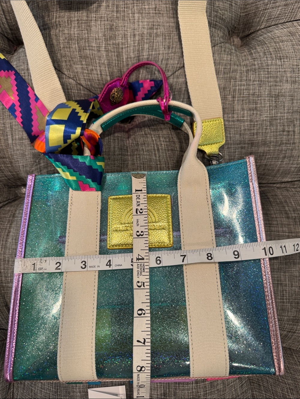 Kurt Geiger Bag Mini Southbank Vinyl Glitter Rainbow Translucent Tote Satchel - Picture 17 of 17